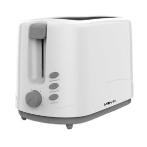 Muvip MV0643 Tostadora de Pan 750W - Capacidad para 2 Rebanadas - 6 Niveles de Tostado - Boton de Cancelacion - Funcion Descongelar y Recalentar - Bandeja Inferior Extraible para Limpieza