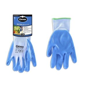 Cegasa Guantes de Trabajo Talla 9 - Fabricados en Nylon con Recubimiento de Nitrilo en Palma y Dedos - Color Azul