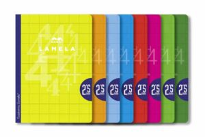 Lamela Pack de 10 Libretas Grapadas con 50 Hojas de 90g/m2 con Margen - Formato A4 - Pauta Cuadrovia de 2.5mm - Cubierta de Cartoncillo Plastificado - Papel Offset Blanco Extra - Colores Surtidos