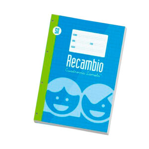 Lamela Recambio para Anillas con 100 Hojas de 70g/m2 con Margen - Formato Folio - Pauta Cuadrovia de 5mm - Papel Offset Blanco Extra - Color Azul