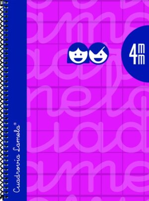Lamela Cuaderno Espiral con 80 Hojas de 90g/m2 con Margen - Formato Cuarto - Pauta Cuadrovia de 4mm - Cubierta Extra Dura - Papel Offset Blanco Extra - Color Fucsia
