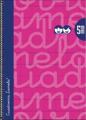 Lamela Cuaderno Espiral con 80 Hojas de 90g/m2 con Margen - Formato Folio - Pauta Cuadrovia de 5mm - Cubierta Extra Dura - Papel Offset Blanco Extra - Color Fucsia