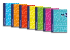 Lamela Pack de 6 Cuadernos de Espiral con 80 Hojas de 90g/m2 con Margen - Formato Folio - Pauta Cuadrovia de 5mm - Cubierta Extra Dura - Papel Offset Blanco Extra - Colores Surtidos