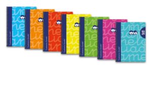 Lamela Pack de 6 Cuadernos de Espiral con 80 Hojas de 90g/m2 con Margen - Formato Cuarto - Pauta Cuadrovia de 3mm - Cubierta Extra Dura - Papel Offset Blanco Extra - Colores Surtidos