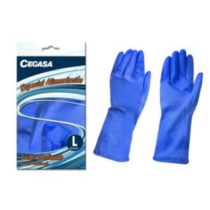 Cegasa Guantes de Latex Talla L 8-8 1/2 - Aptos para Manipulacion de Alimentos - Color Azul