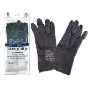 DPL Occupational Grandeur Guantes Industriales Talla 7-7 1/2 - Flocados - Espesor en Palma de 0,7mm - Industria Quimica, Pesada y de Mantenimiento etc.. - Color Negro