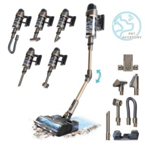 Cecotec Conga Rockstar 12500 Stellar AquaPet Flex Aspirador de Escoba Vertical - 700W - Autonomia hasta 100min - Filtro HEPA - Luz LED - Incluye Accesorios - Ideal para Mascotas - Color Bronce