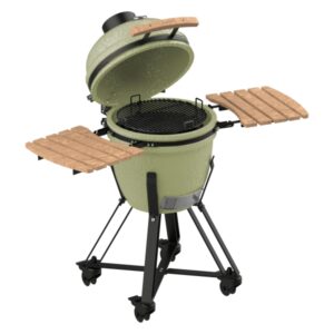 Cecotec DragonFire 4600 Kamado Barbacoa Ceramica de 46cm - Resiste hasta 1000ºC - Ruedas - Control de Flujo de Aire - Soporte de Hierro Fundido - Color Menta