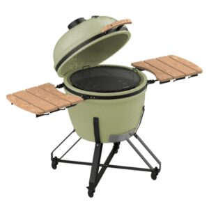 Cecotec DragonFire 6600 Kamado Barbacoa Ceramica de 66cm - Resiste hasta 1000ºC - Ruedas - Control de Flujo de Aire - Soporte de Hierro Fundido - Color Menta