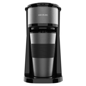 Cecotec Coffee 66 Drop and Go Cafetera de Goteo - Potencia 700W - Capacidad 420ml - Sistema Antigoteo - Acero Inoxidable - Termo Portatil - Color Negro y Gris