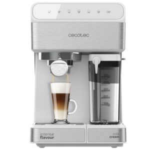 Cecotec Power Instant-ccino 20 Touch Serie Bianca Cafetera Expresso - 1350W - Calientatazas - Presion 20bar - Deposito de 1.4L - Tanque de Leche - Termoblock - Color Blanco