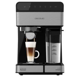 Cecotec Power Instant-ccino 20 Cafetera Expresso - 1350W - Calientatazas - Presion 20bar - Deposito de 1.4L - Acabados en Acero Inoxidable - Tanque de Leche - Termoblock - Color Negro y Plateado