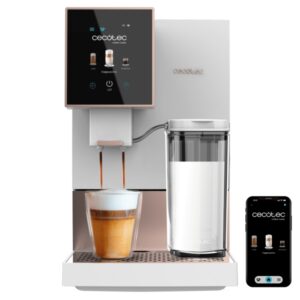 Cecotec Cremmaet Compactccino Connected White Rose Cafetera Expresso Automatica - Capacidad 150g de Cafe - Presion 19bar - Deposito de 1.1L - WiFi - Tanque de Leche - Molinillo - Color Blanco