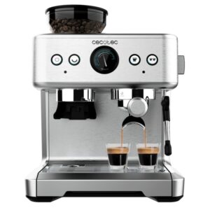 Cecotec Power Espresso 20 Barista Maestro Cafetera Expresso - Potencia 2250W - Capacidad 250g - Presion 20bar - Vaporizador - Temperatura Regulable - Termoblock - Molinillo - Manometro - Color Acero