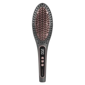 Cecotec InstantCare Smooth Brush Cepillo Alisador de Ceramica - Pantalla LED - Temperatura Regulable hasta 220ºC - Autoapagado - Cable de 3m - Color Gris Oscuro