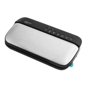 Cecotec Sealvac Steel Envasadora al Vacio - 120W - Presion 0.9 Bar - Succion 95kPa - Incluye Accesorios - Silencioso - Admite Bolsas Genericas - Funcion de Vacio para Botes - Color Negro y Plateado