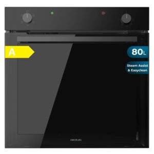 Cecotec Bolero Hexa C126400 Glass Black A Horno Convencional Integrable - Potencia 2800W - Capacidad 80L - Puerta de Cristal Doble - 5 Funciones - Color Negro