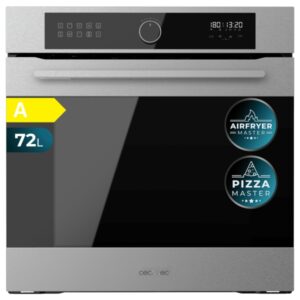 Cecotec Bolero Hexa AF316000 Inox A Horno Integrable - Capacidad 72L - Temperatura Regulable - Piedra para Pizzas de 35cm - Guias Telescopicas - Pantalla Tactil - 11 Funciones - Color Negro y Plateado