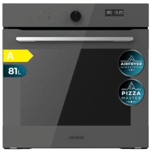 Cecotec Bolero Hexa AF316000 Glass Grey A Horno Integrable - Capacidad 81L - Temperatura Regulable - Piedra para Pizzas de 35cm - Guias Telescopicas - Pantalla Tactil - 11 Funciones - Color Gris Oscuro