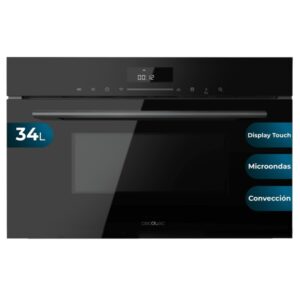Cecotec Bolero Hexa MWO703800 Line Horno Integrable con Microondas - Capacidad 34L - Temperatura Regulable - Funcion Conveccion - Plato Giratorio - Bloqueo de Seguridad - Pantalla Tactil - Color Negro