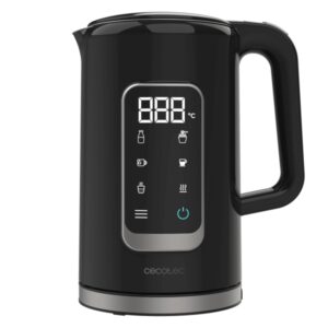 Cecotec Thermosense 500 Touch Hervidor de Agua de 1.7L - Potencia 2200W - Base 360º - Pantalla Digital - Temperatura Regulable - Acero Inoxidable - Apagado Automatico - Color Negro