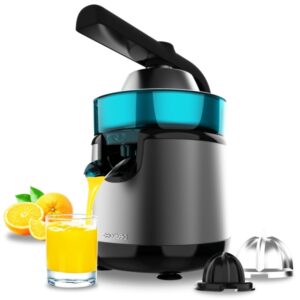 Cecotec EssentialVita Hyden 120 Hybrid Exprimidor Electrico de Brazo - Potencia 120W - Capacidad 250ml - Boquilla Antigoteo - Acero Inoxidable - Conos Desmontables - Color Gris Oscuro