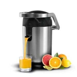 Cecotec Xqueeze Bullet Pro Exprimidor Electrico de Brazo - Potencia 600W - Boquilla Antigoteo - Acero Inoxidable - Filtro de Plastico - Color Negro y Plateado