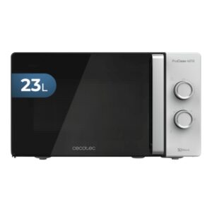 Cecotec ProClean 4010 Microondas - 700W - Capacidad 23L - Temporizador - Controles Manuales - 6 Niveles de Funcionamiento - Revestimiento Facil de Limpiar - 49.5x35.8x28.5cm - Color Negro y Plateado