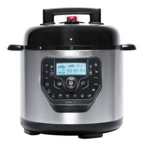 Cecotec H Deluxe Olla GM Programable con Tapa Abatible - Capacidad 6L - Antiadherente - Bascula - Pantalla LCD - Ergonomico - Temperatura Regulable hasta 200ºC - Control por Voz - Color Negro y Plateado