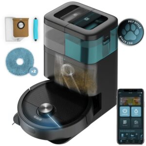 Cecotec Conga 15090 SpinArm Home and Wash Robot Aspirador con Base de Autovaciado - Tanques de Polvo y Agua - Bluetooth - Autonomia hasta 160min - Succion 8kPa - Laser - WiFi - Color Negro