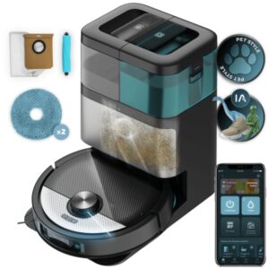 Cecotec Conga 16090 AI SpinArm Home and Wash Robot Aspirador con Base de Autovaciado - Bluetooth - Autonomia hasta 160min - Succion 8kPa - Inteligencia Artificial - WiFi - Color Negro