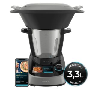 Cecotec Mambo Touch Robot de Cocina - Jarra de Acero Inoxidable 3.3L - Bascula - Control por App - Recetario - Apto para Lavavajillas - Pantalla Tactil - Funcion Autolimpieza - Color Negro y Plateado