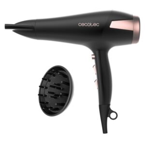 Cecotec IoniCare Elegance Secador de Pelo - Potencia 2400W - Tecnologia con Iones - Temperatura Regulable - Cable de 1.8m - Funcion Aire Frio - Difusor - Velocidad Ajustable - Color Negro