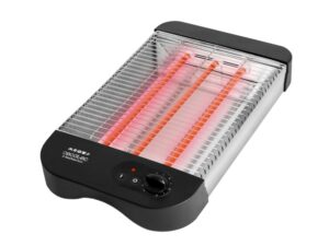 Cecotec Turbo EasyToast Basic Tostador Horizontal - 900W - 3 Resistencias Halogenas - 6 Niveles de Tostado - Hueco Recogecables - Base Antideslizante - Bandeja Recogemigas - Color Negro y Plateado