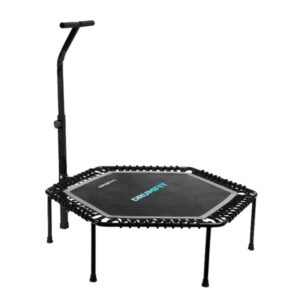 Cecotec Drumfit Jump 1270 Trampolin de Fitness de 127cm - Soporta hasta 100kg - Incluye Accesorios - Plegable - Base con 7 Patas - Manillar Regulable - Color Negro