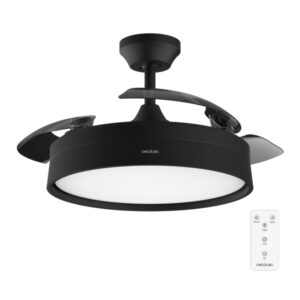 Cecotec Energysilence Aero 4200 invisible black Ventilador de Techo con Aspas Retractiles de 42" - 35W - Diametro 106cm - 6 Velocidades - Luz LED - Kit de Montaje - Modo Invierno - Color Negro