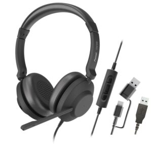 Axtel One Auriculares con Microfono USB - Conexion USB-A y USB-C - Controles de Audio Integrados - Estereo