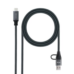 Nanocable Cable USB 3.2 Gen2x2 5A/100W - USB-C + USB-A/M a USB-C/M - 1m - Color Gris