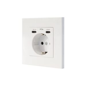 Nanocable Roseta Base de Enchufe de Pared Empotrable Tipo Schuko - 2xUSB-C PD - 3.4A - Color Blanco
