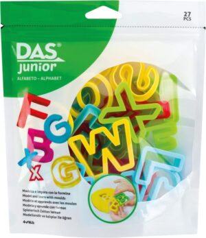 Das Junior Pack con 26 Moldes en Forma de Letra para Plastilina y 1 Rodillo