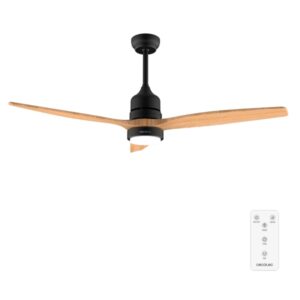Cecotec EnergySilence Aero 5230 Black and LightWood Ventilador de Techo de 52" - 40W - 3 Aspas de Madera - Varias Velocidades - Luz LED - Mando a Distancia - Altura Ajustable - Temporizador - Color Negro
