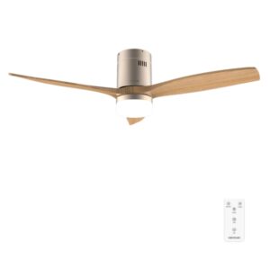 Cecotec EnergySilence Aero 5600 Classic Gold and LightWood Ventilador de Techo de 52" - 40W - 3 Aspas de Madera - Varias Velocidades - Mando a Distancia - Temporizador - Color Oro