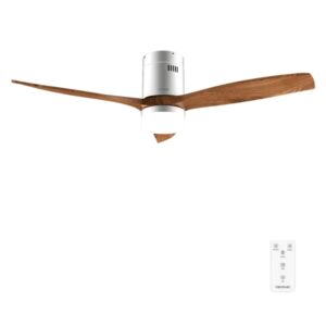 Cecotec EnergySilence Aero 5600 Classic Iron and DarkWood Ventilador de Techo de 52" - 40W - 3 Aspas de Madera - Varias Velocidades - Luz LED - Mando a Distancia - Temporizador - Color Acero