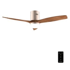 Cecotec EnergySilence Aero 5600 Classic Gold and DarkWood Ventilador de Techo de 52" - 40W - 3 Aspas de Madera - Varias Velocidades - Luz LED - Mando a Distancia - Temporizador - Color Oro