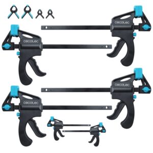 Cecotec StrongComfort 360 Instant Set de Sargentos de Liberacion Rapida - 10 Piezas - Incluye Accesorios - Funcion Rotativa - Color Negro y Azul