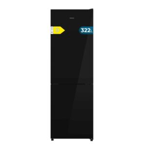Cecotec Bolero CoolMarket Combi 322i Black Glass D Frigorifico Combi - Capacidad 322L - Luz LED - Temperatura Regulable - Total Nofrost - Puerta de Cristal - Frio Envolvente - 59.5x185.5cm - Color Negro