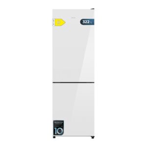 Cecotec Bolero CoolMarket Combi 322i White Glass D Frigorifico Combi - Luz LED - Temperatura Regulable - Acero Inoxidable - Total Nofrost - Frio Envolvente - Clase D - 59.5x185.5cm - Color Blanco