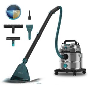 Cecotec Conga CarpetClean 20000 Pro Ultra Aspirador para Tapiceria de Solidos y Liquidos - 1600W - 21kPa - 2 Depositos de 20L y 4.2 L - Incluye Accesorios - Radio Accion 8.5m - Pulverizador - Color Acero y Negro