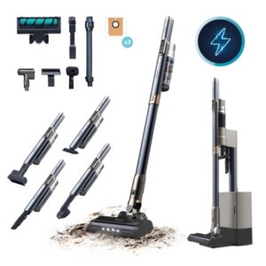 Cecotec Scoba 3000 Station Aspirador de Escoba Vertical con Base de Autovaciado - 210W - Autonomia 40min - Succion 20kPa - Incluye Accesorios - Ideal Mascotas - Motor sin Escobillas - Color Azul Marino