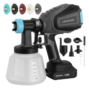 Cecotec TotalPaint 4000 Liberty Pistola de Pintura Inalambrica - Bateria 21V 2Ah - Deposito 1200ml - Control de Caudal hasta 800Ml/min - 14kPa - Incluye Accesorios - Color Negro y Azul